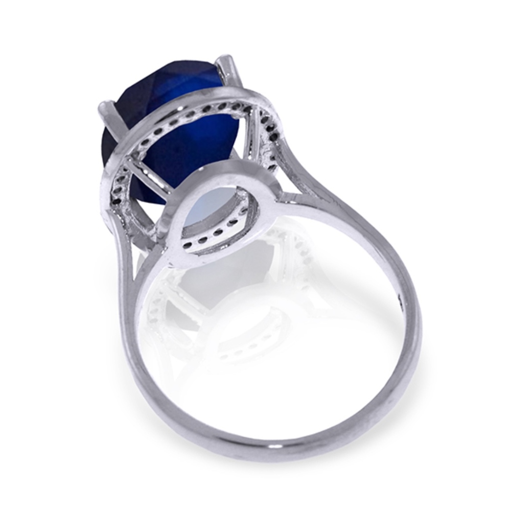 14K. GOLD RING WITH NATURAL DIAMONDS & SAPPHIRE - Picture 3 of 5